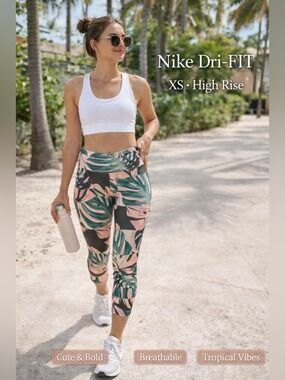 Nike Dri-FIT Tropical Print Leggings XS High Rise Yoga Pants